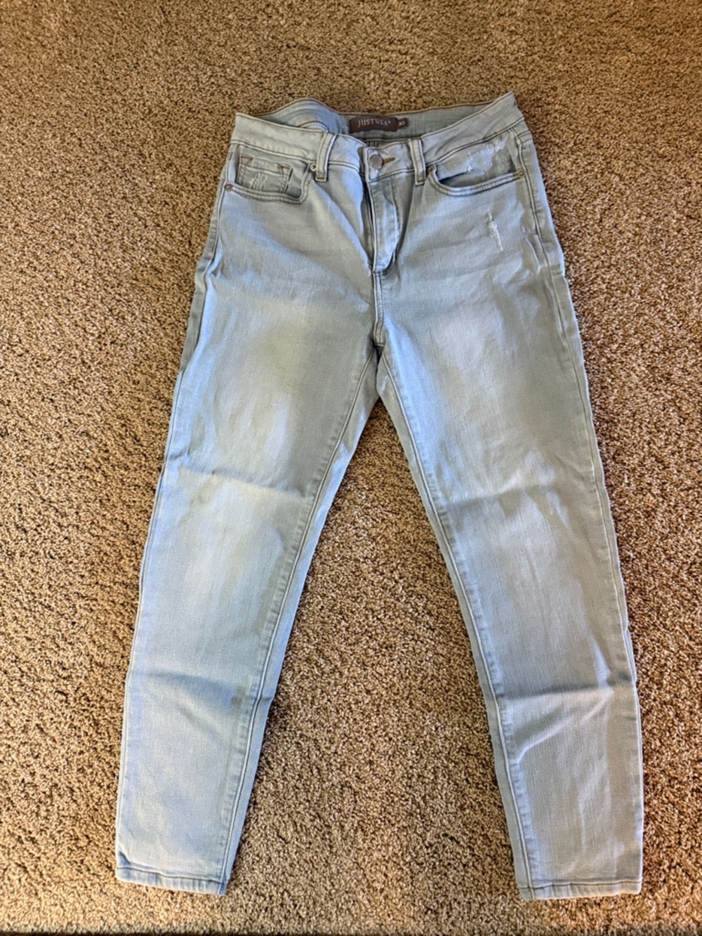 Just USA Light Blue Distressed High-Rise Jeans
